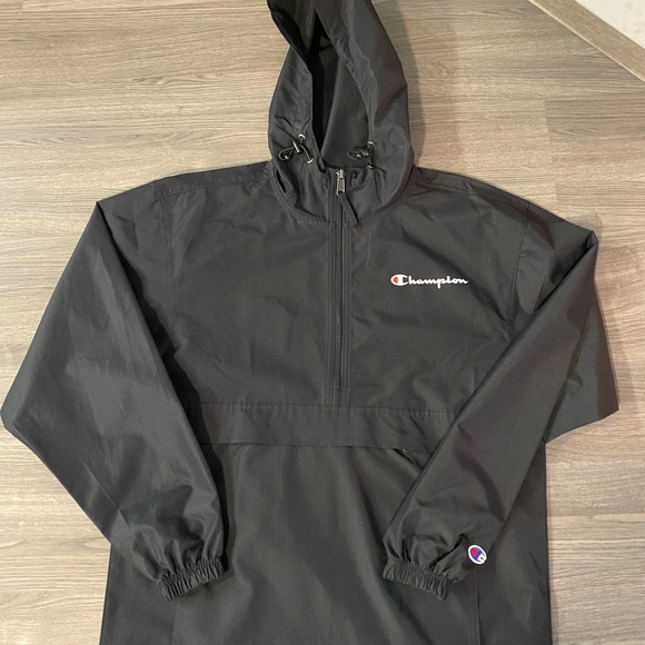 Black Champion Half Zip Pullover Hoodie - Picture 1 of 2